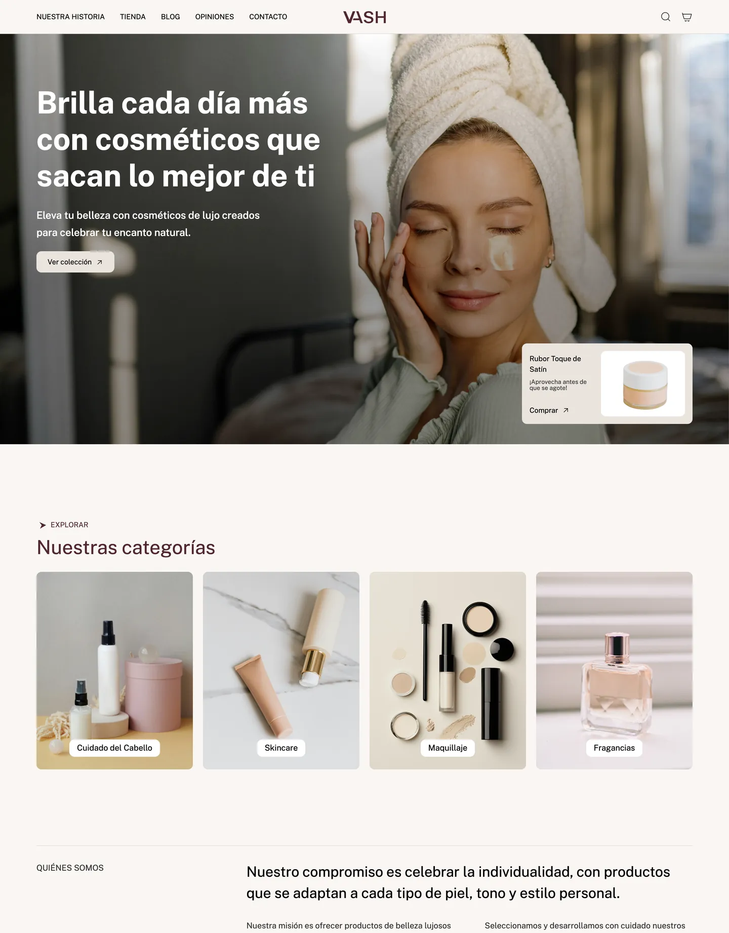 Plantilla de página web para belleza y estética